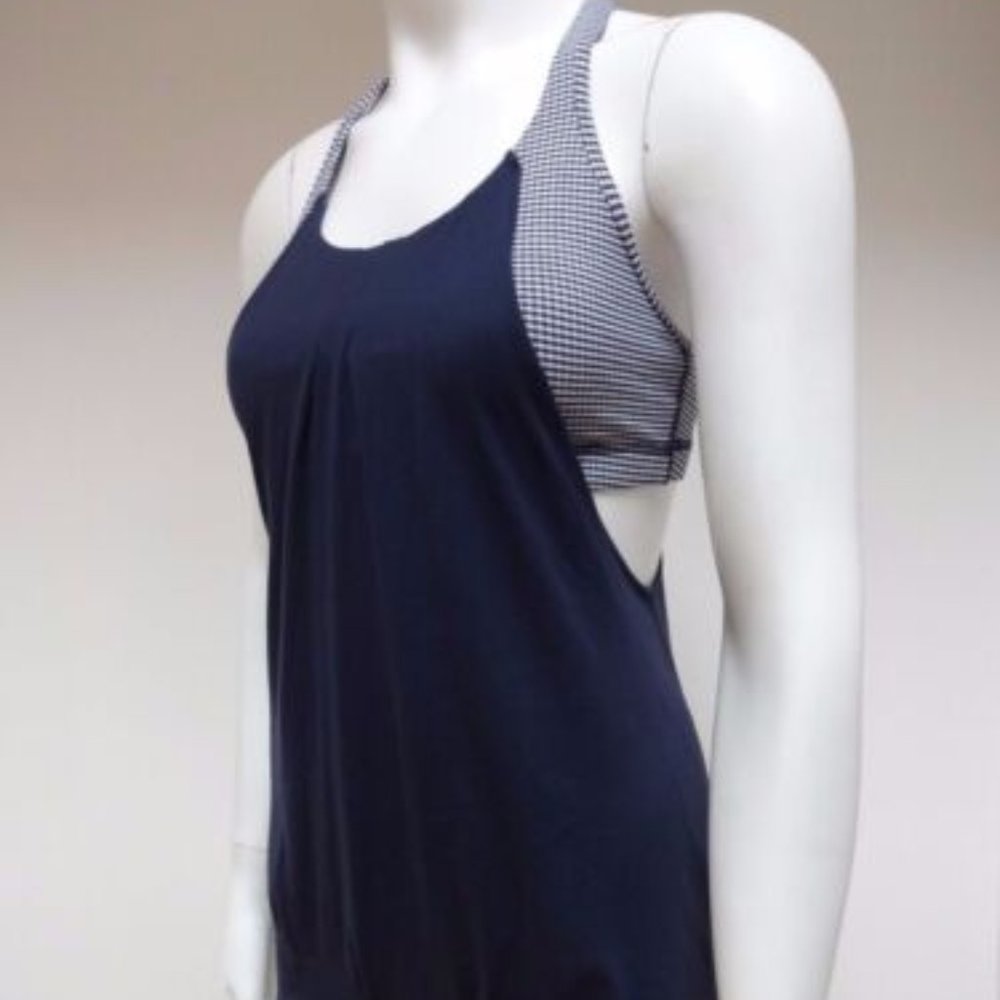 LULULEMON ATHLETIC DARK BLUE RACER BACK TOP W/ATTACHED BRA